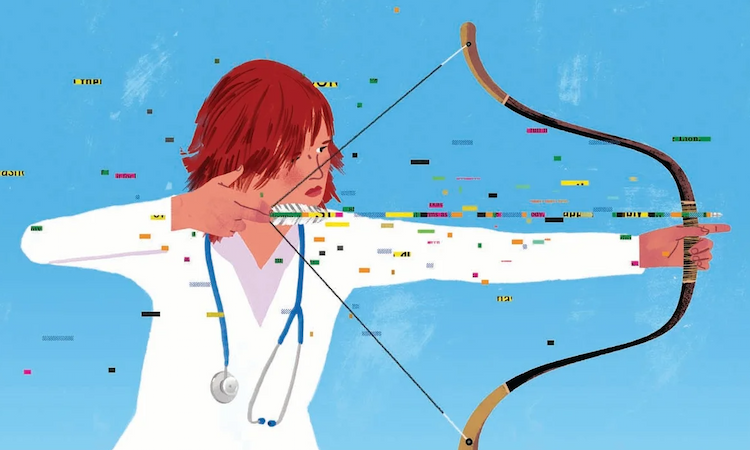 Doctor shooting an arrow