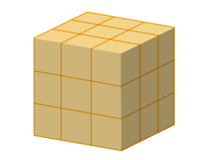 Graphic shows a cube made up of 27 smaller cubes