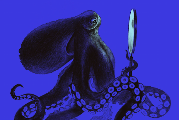 Conceptual illustration showing an octopus holding a mirror
