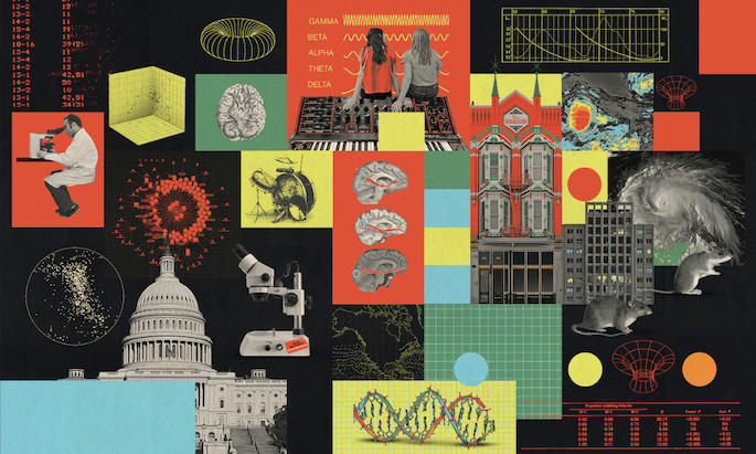 Collage of science-related materials and professions