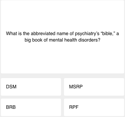 The first question of today's science quiz