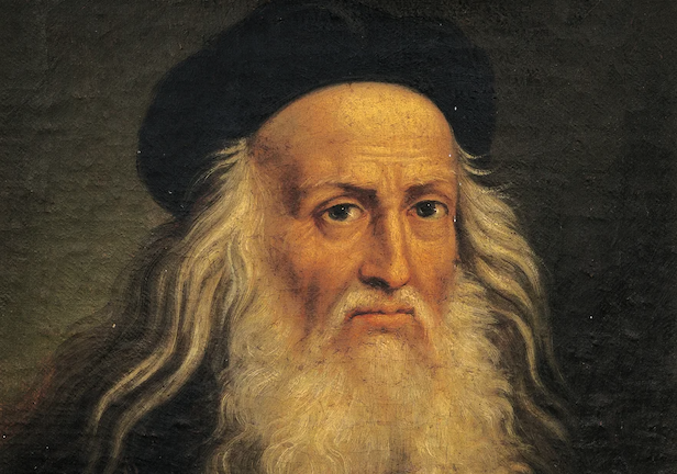 A portrait of Leonardo da Vinci later in life.
