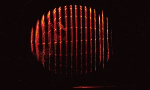 A sphere seemingly moving at 99.9 percent of the speed of light
