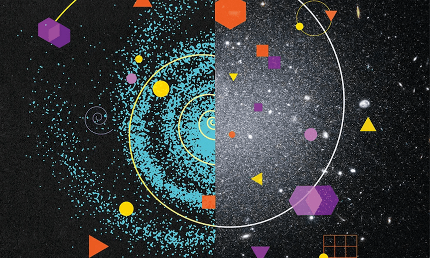 Galaxy with geometric shapes