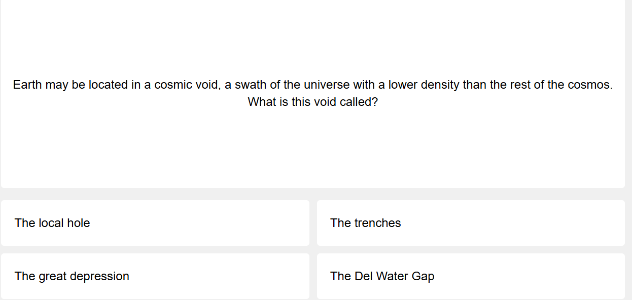 First question of this week's science quiz