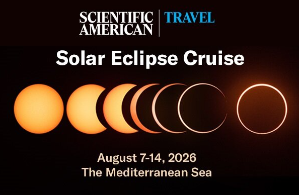 An ad showing a composite image of the full progression of a solar eclipse