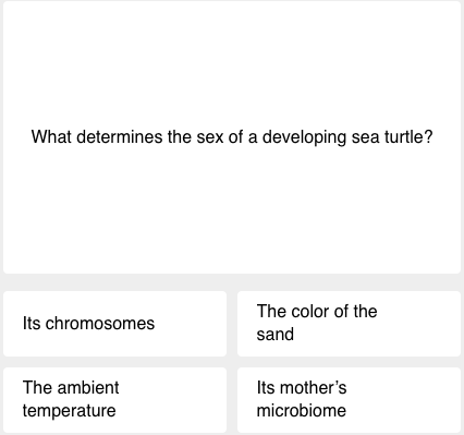 The first question of today's science quiz