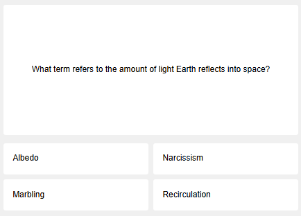 screenshot of first question of today's science quiz