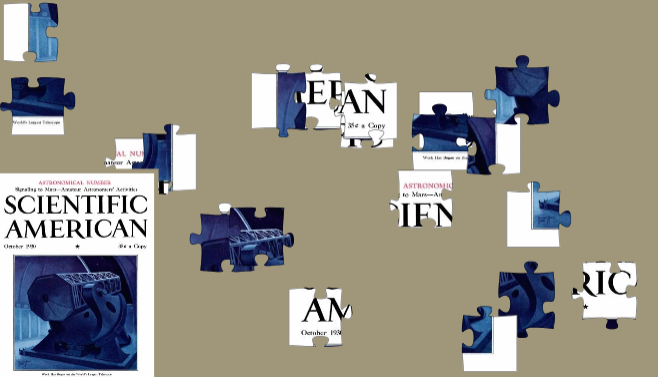 White, slate and tan colored puzzle pieces arrayed on a gray background