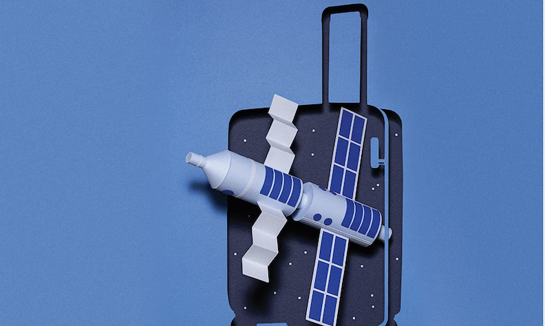 spacecraft inside of suitcase