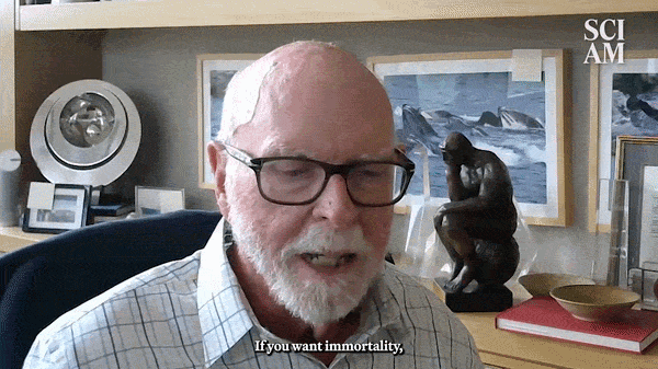 A GIF of an interview with J. Craig Venter