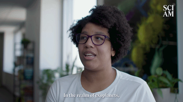 A GIF of a video interview with Amber Young