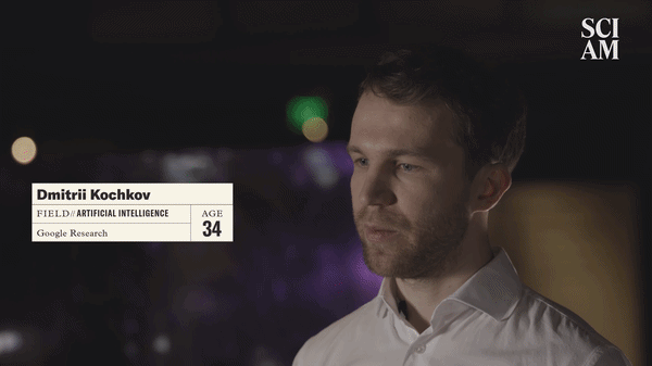 A GIF of a video interview with Dmitrii Kochkov