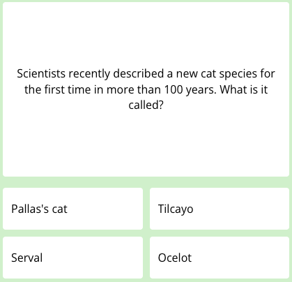The first question of this week's science quiz