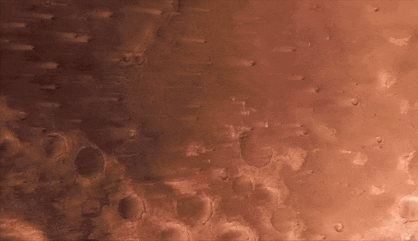 A GIF of footage captured of the surface of Mars