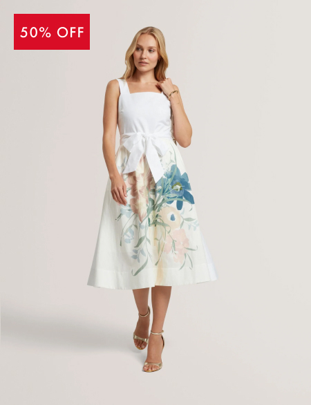 GEMHA Printed Skirt Linen Cotton Midi Sundress