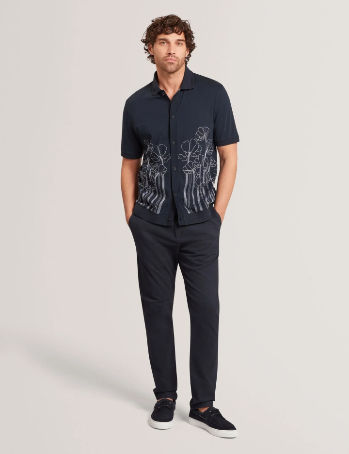 Embroidered Floral Pure Cotton Knit Shirt