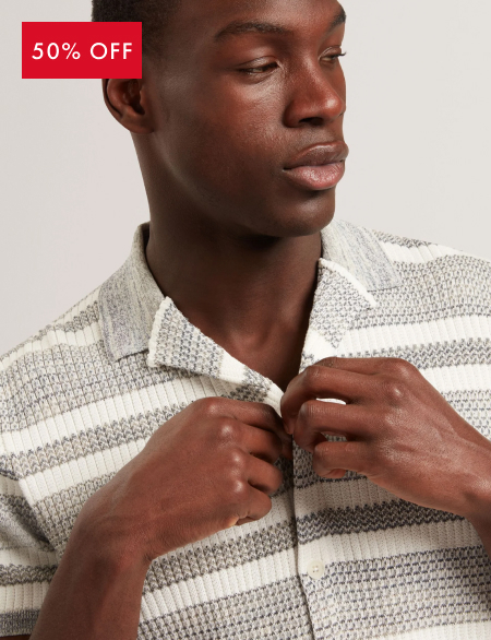 FLACKS Striped Knit Relaxed Short Sleeve Shirt