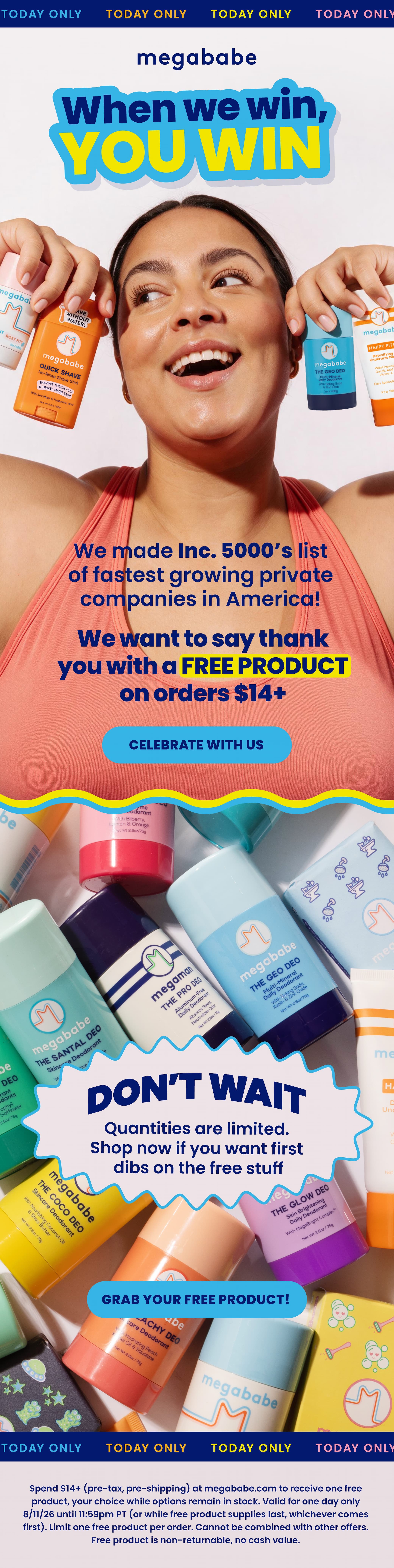 Click here for a free product on $14+