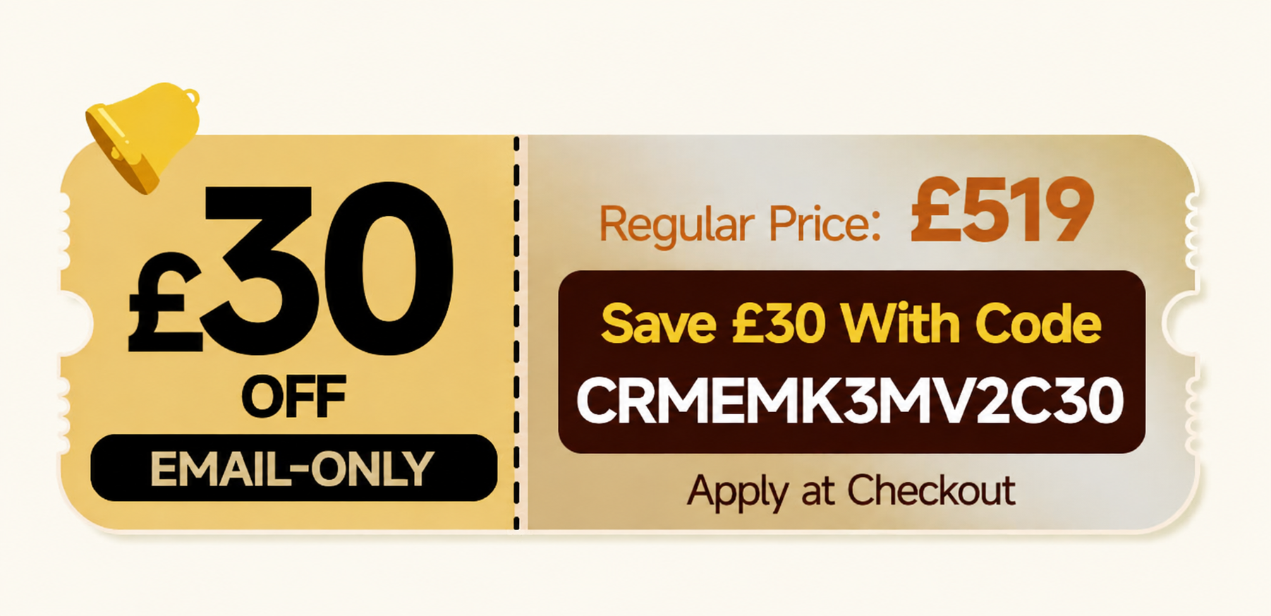 Save £30 With Code CRMEMK3MV2C30