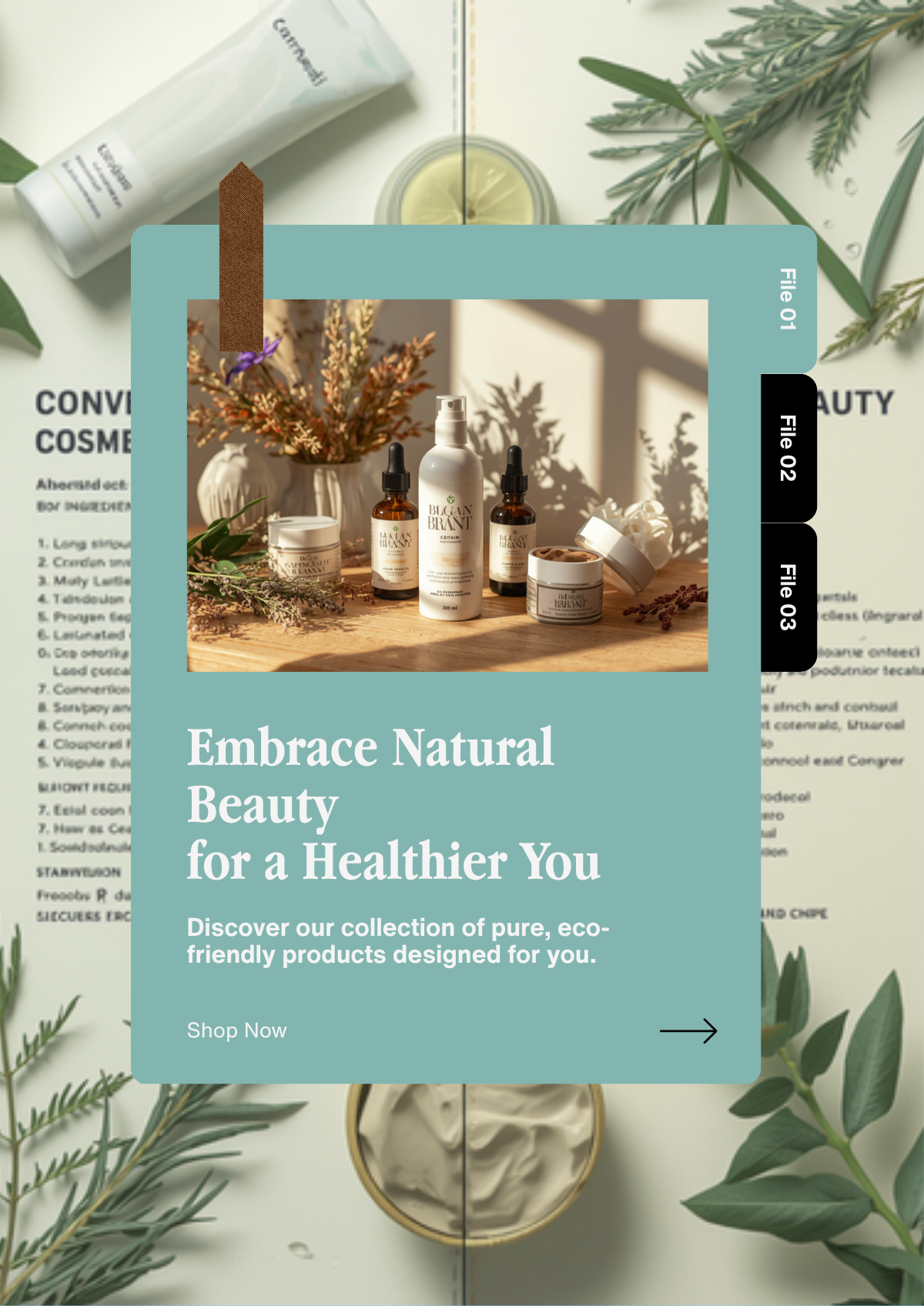 illustration ingrédients naturels plantes clean beauty cosmétique liste courte minimaliste