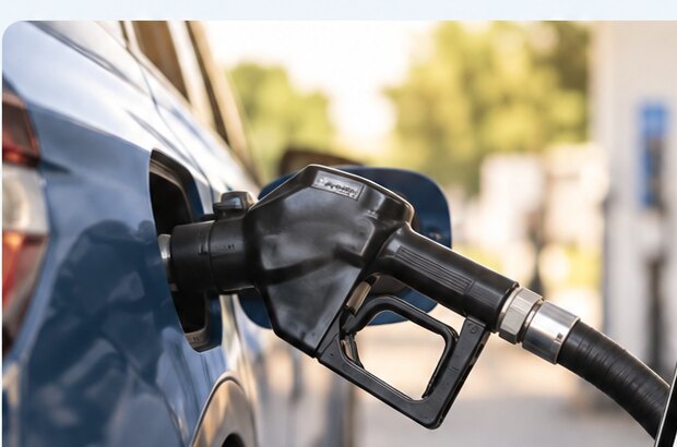 Fuel nozzle filling a car