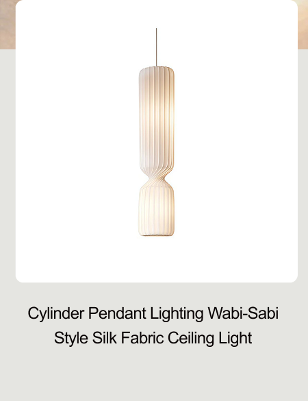 Cylinder Pendant Lighting Wabi-Sabi Style Silk Fabric Ceiling Light