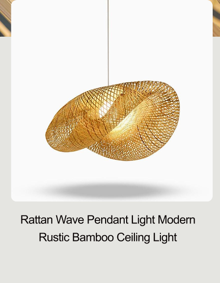 Rattan Wave Pendant Light Modern Rustic Bamboo Ceiling Light