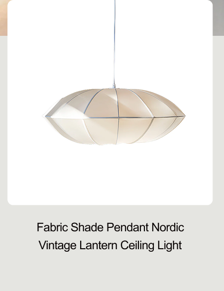 Fabric Shade Pendant Light Nordic Vintage Lantern Ceiling Light