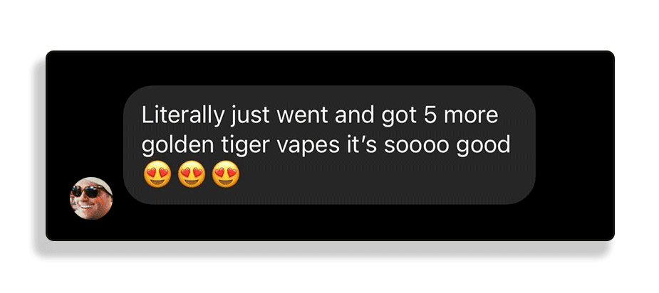 Screencap of someone praising Golden Tiger on IG.