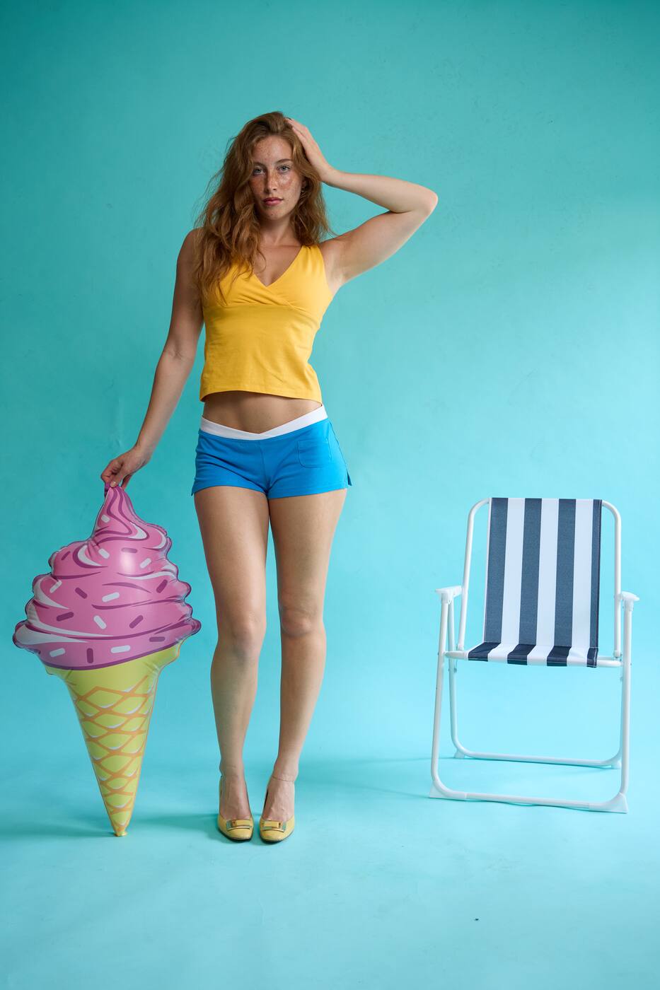 The Lorelle Set: Banana Split Top and Blue Slushie Shorts