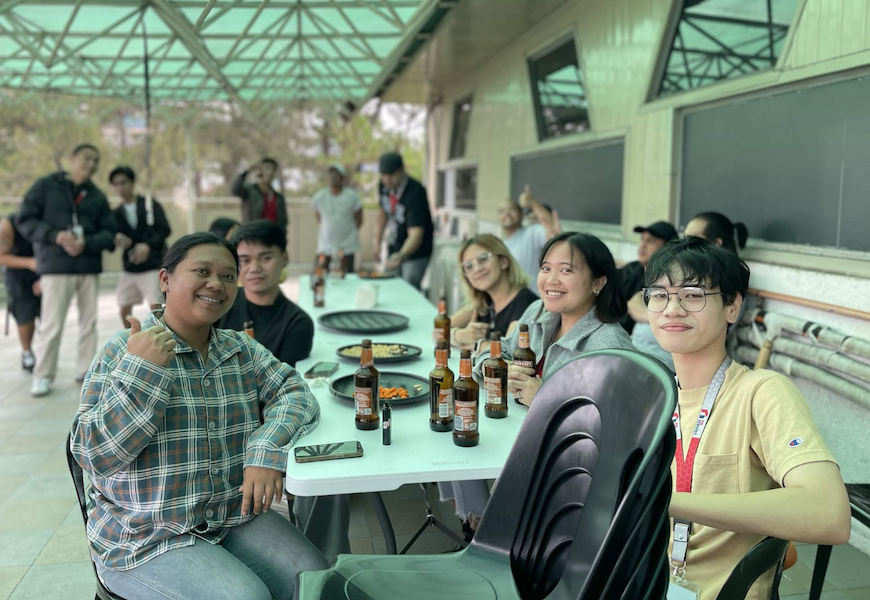 Team eating and celebrating together