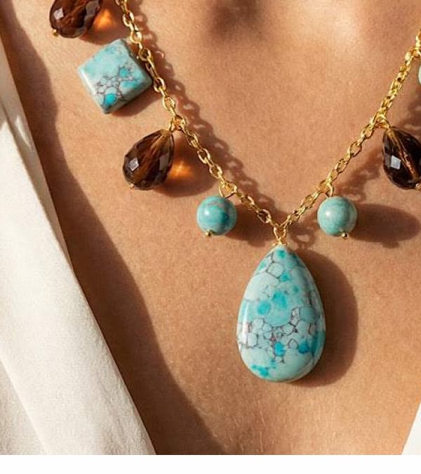 Dangling Turquoise And Gemstone Necklace