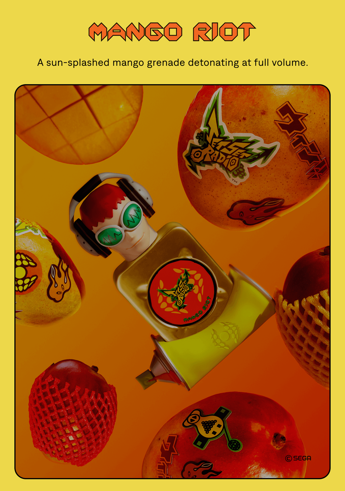 MANGO RIOT | A sun-splashed mango grenade detonating at full volume. 