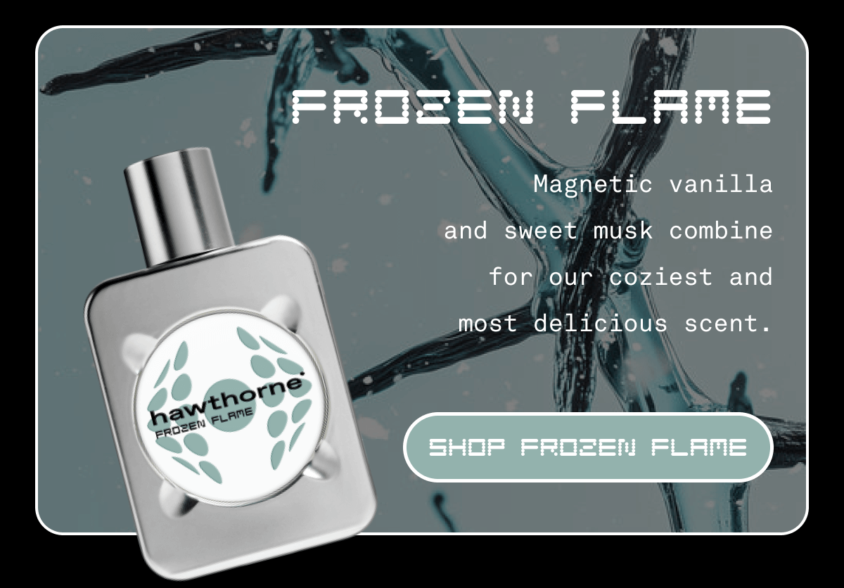 FROZEN FLAME Magnetic vanilla and sweet musk combine for our coziest and most delicious scent. SHOP Frozen Flame