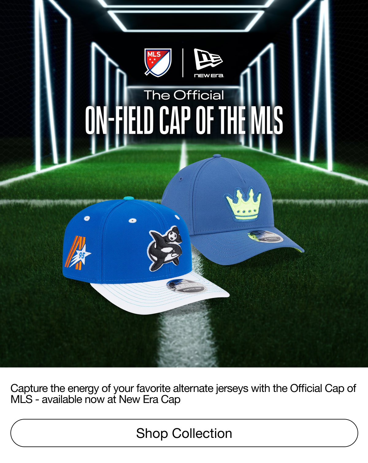 New Era. The Official On-Field Cap of the MLS. Shop Collection. 