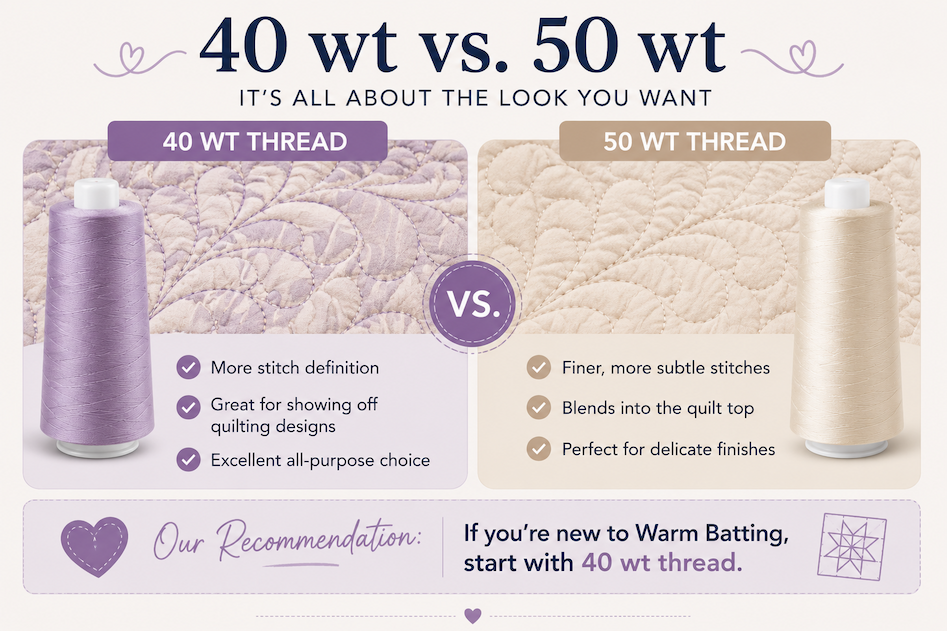 Thread weight comparison for Warm Batting