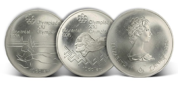 ON SALE: Canadian $10 Olympic Silver Coin (1973-76, Varied Design)