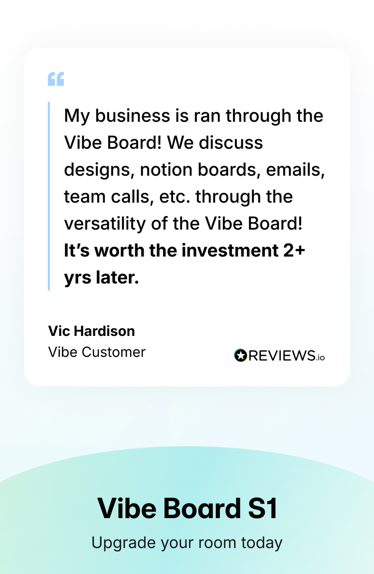 A 5-star customer testimonial from Vic Hardison praising its 2+ year value for meetings and collaboration