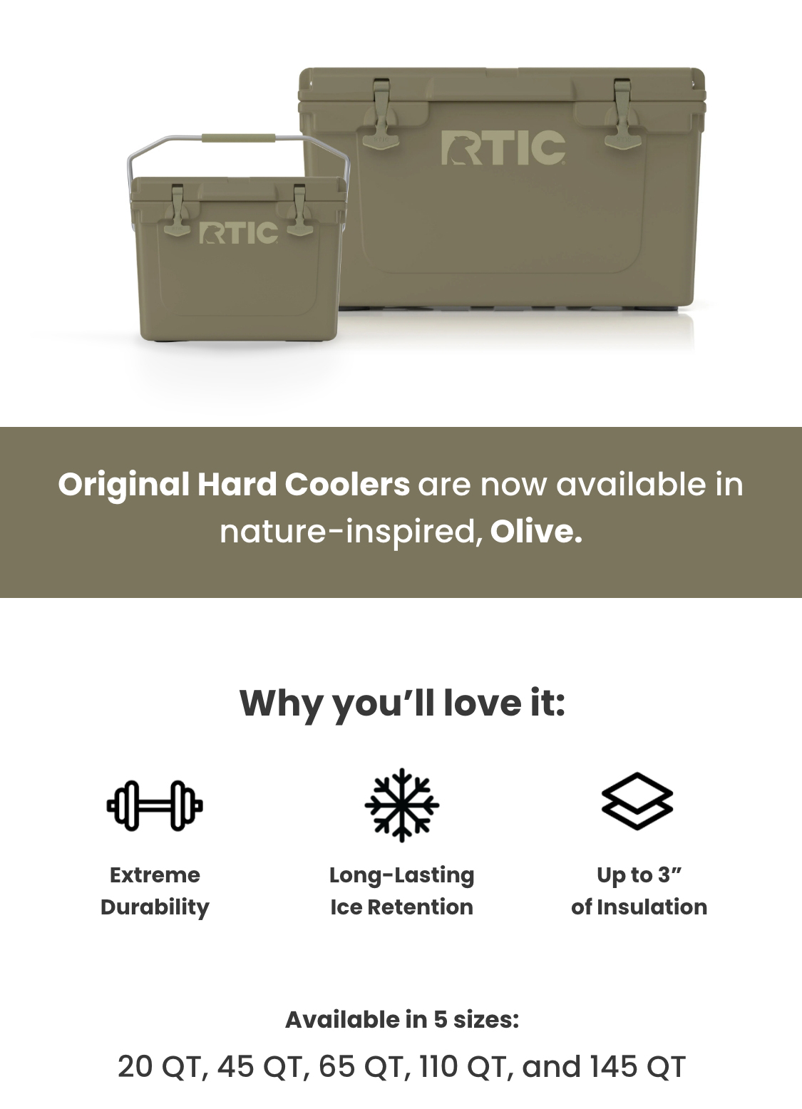 Original Hard Coolers, now available in Olive.