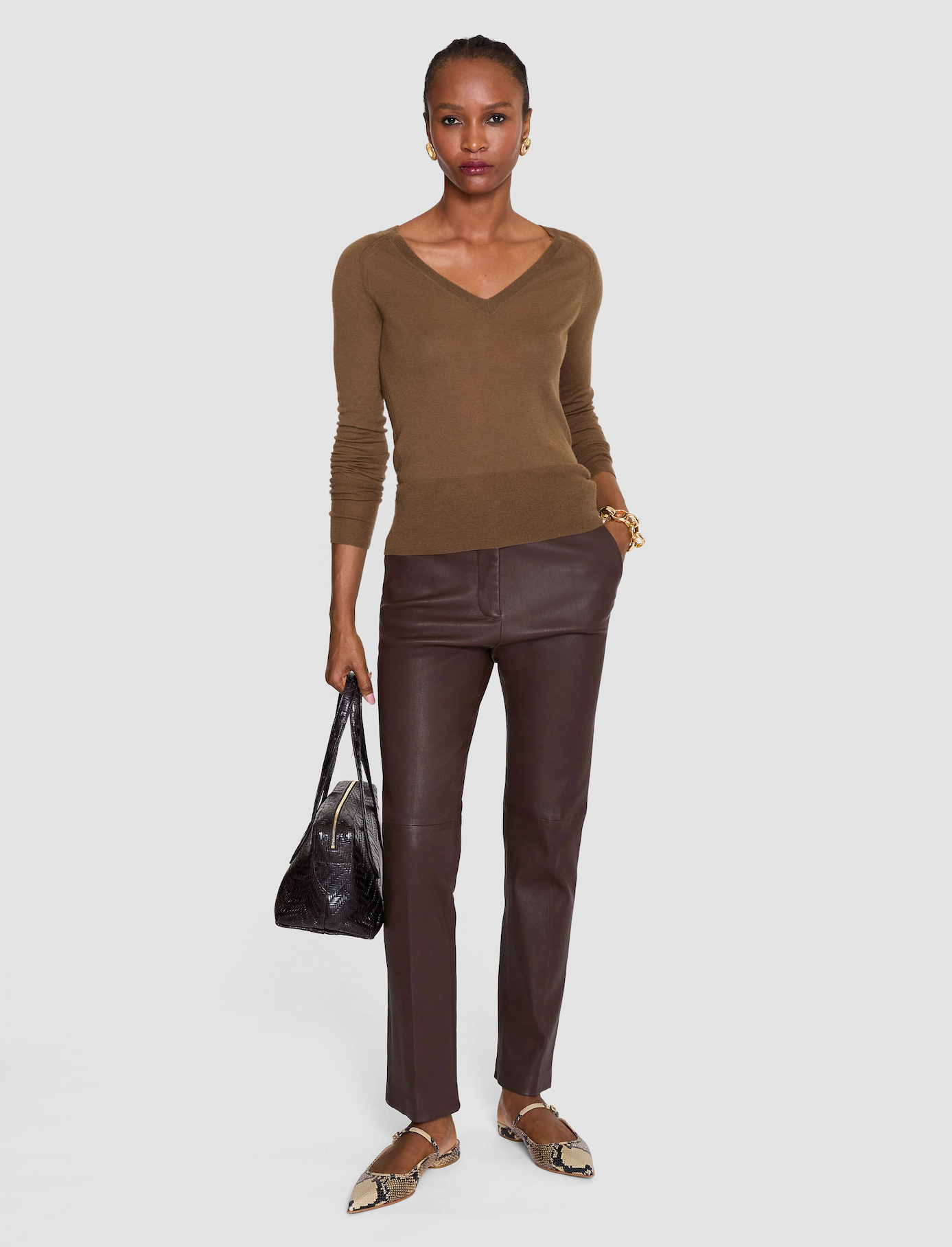 Coleman Long Leather Stretch Trousers