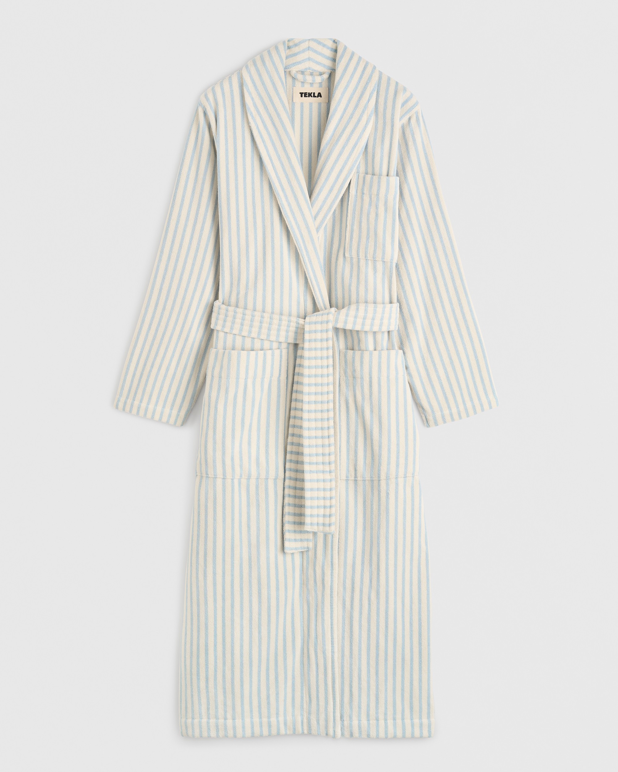 Soft Blue Stripes Terry classic bathrobe