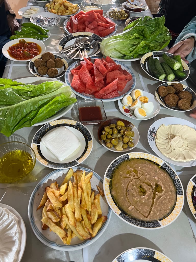 Palestinian food and family table