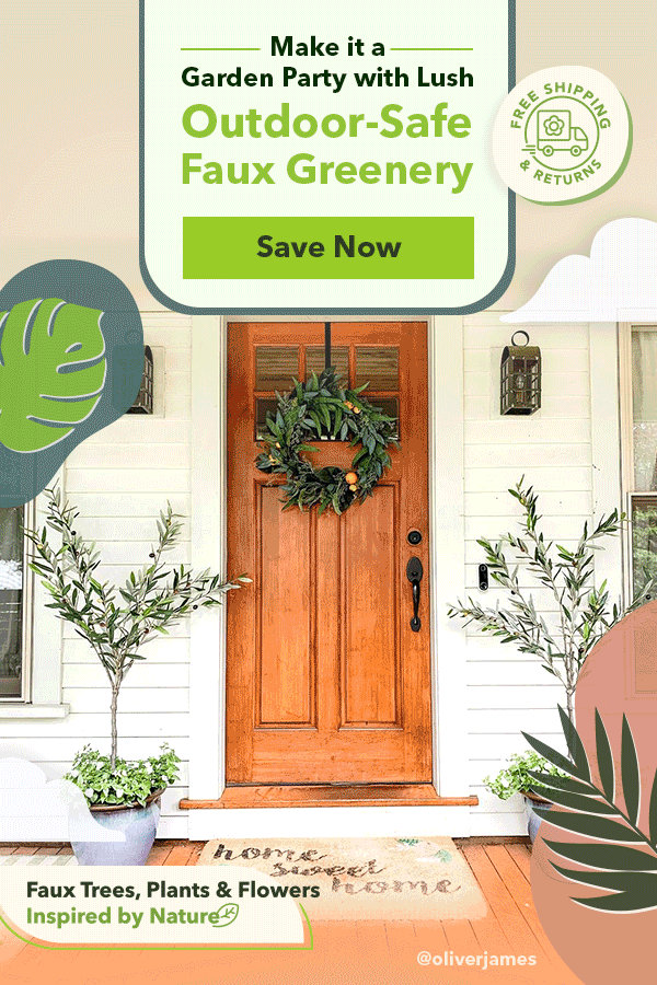 make it a garden party with outdoor-safe faux plants