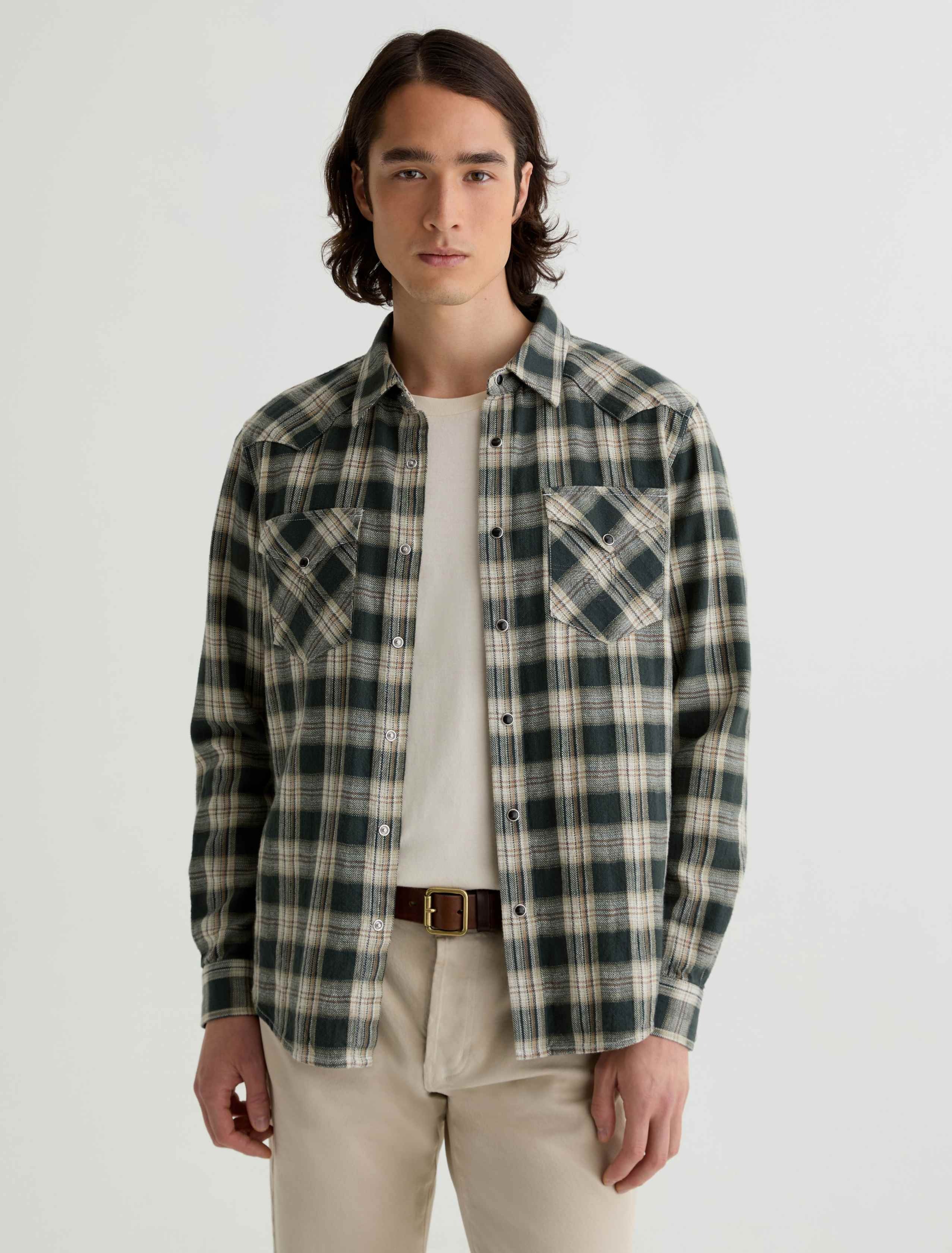 Huston Western Shirt in Charcoal Grey Multi