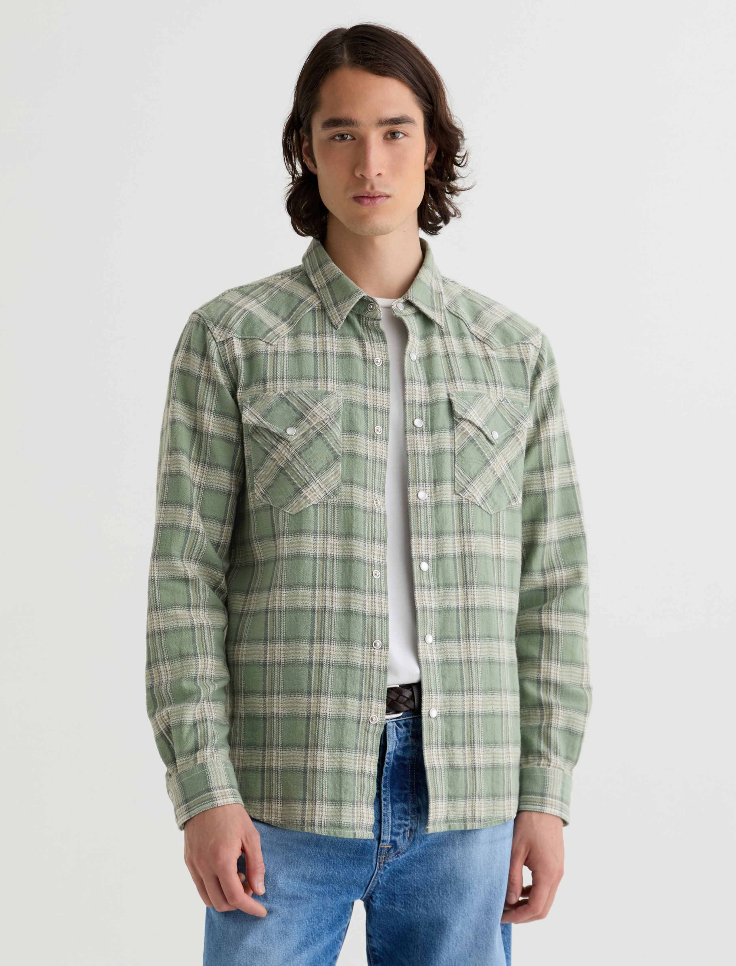 Huston Western Shirt in Green Multi