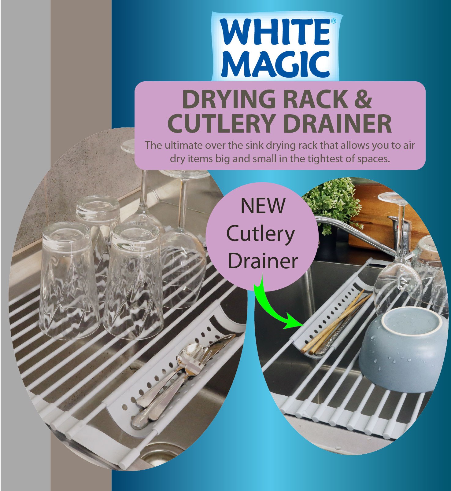 New Product Alert Drying Rack & Cutlery Drainer White Magic