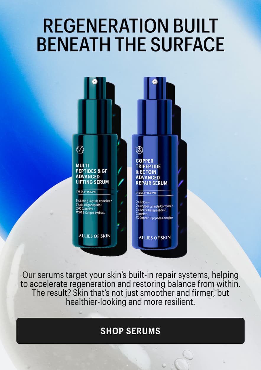 Our serums target your skin’s built-in repair systems, helping to accelerate regeneration and restoring balance from within. The result? Skin that’s not just smoother and firmer, but more vibrant and resilient. 