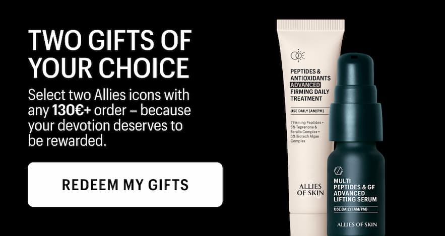 an image of two bottles of skin care products with a black background