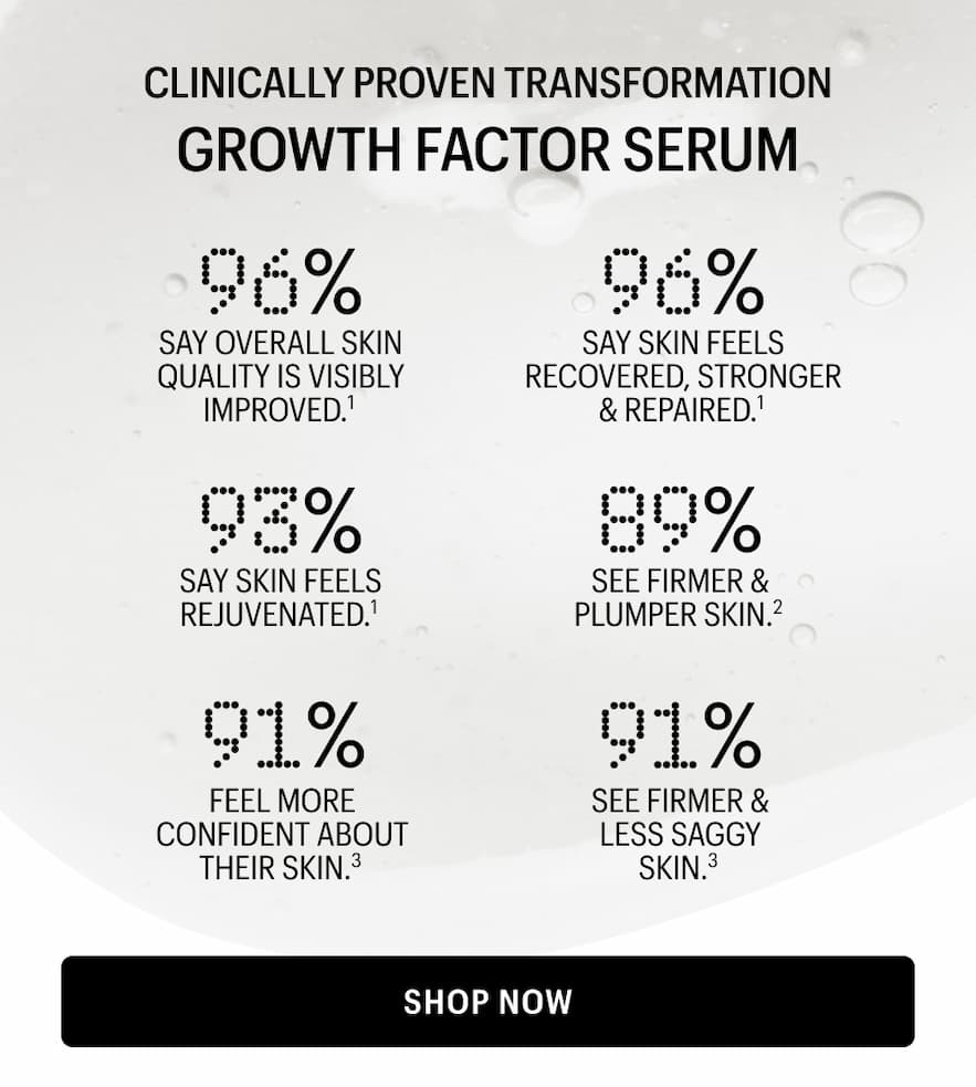 CLINICALLY PROVEN TRANSFORMATION   GROWTH FACTOR SERUM 